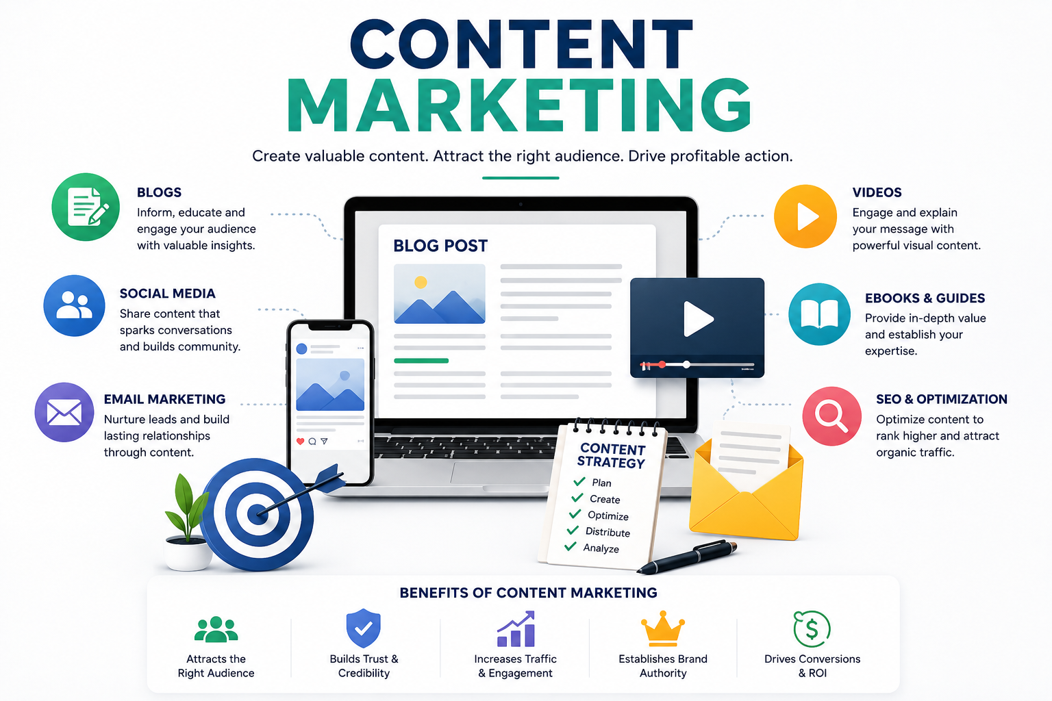 Content Marketing — blogs, videos, ebooks, social and email content strategy